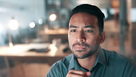 businessman, typing and thinking on computer