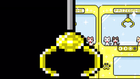 pixel art claw machine game with cute animal prizes