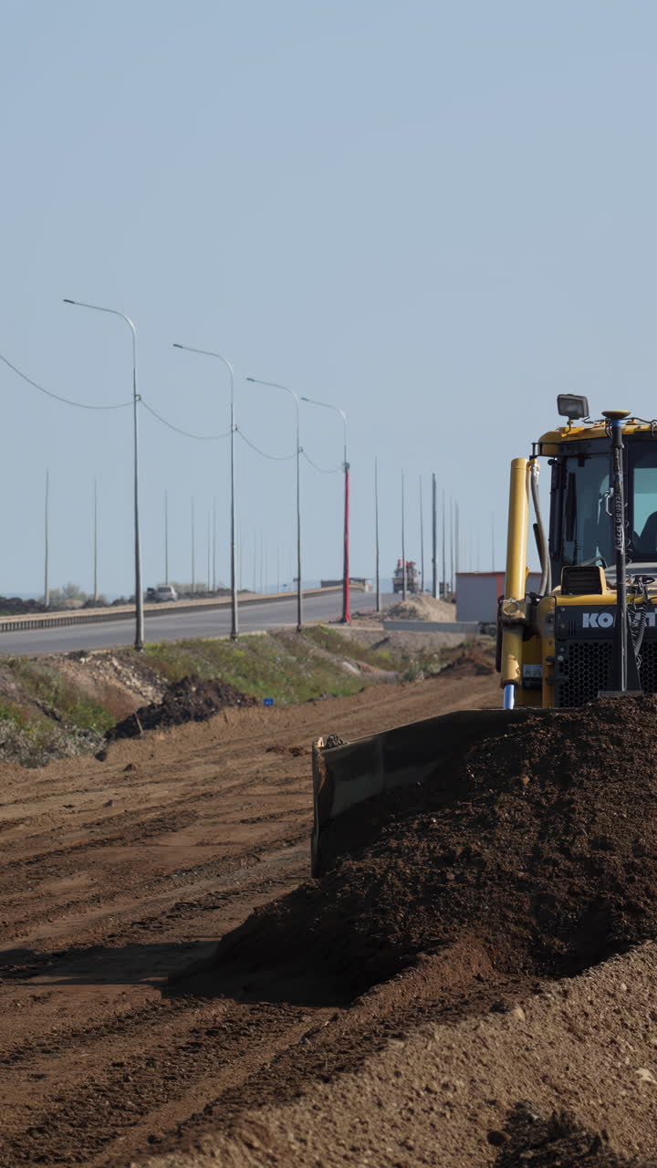 Road Construction Site with Bulldozer