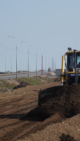 road construction site with bulldozer