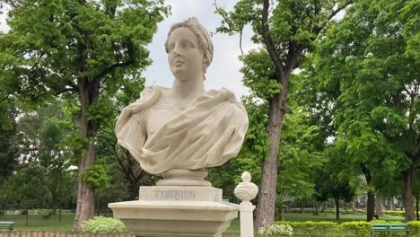 cinematic shot of marble statue of tiberius, the roman emperor at victoria memorial, kolkata in outdoor location