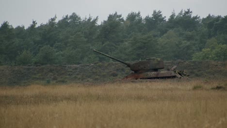 Some-old-WW2-tanks-in-the-british-military-training-area-Senne-in-Paderborn,-Germany