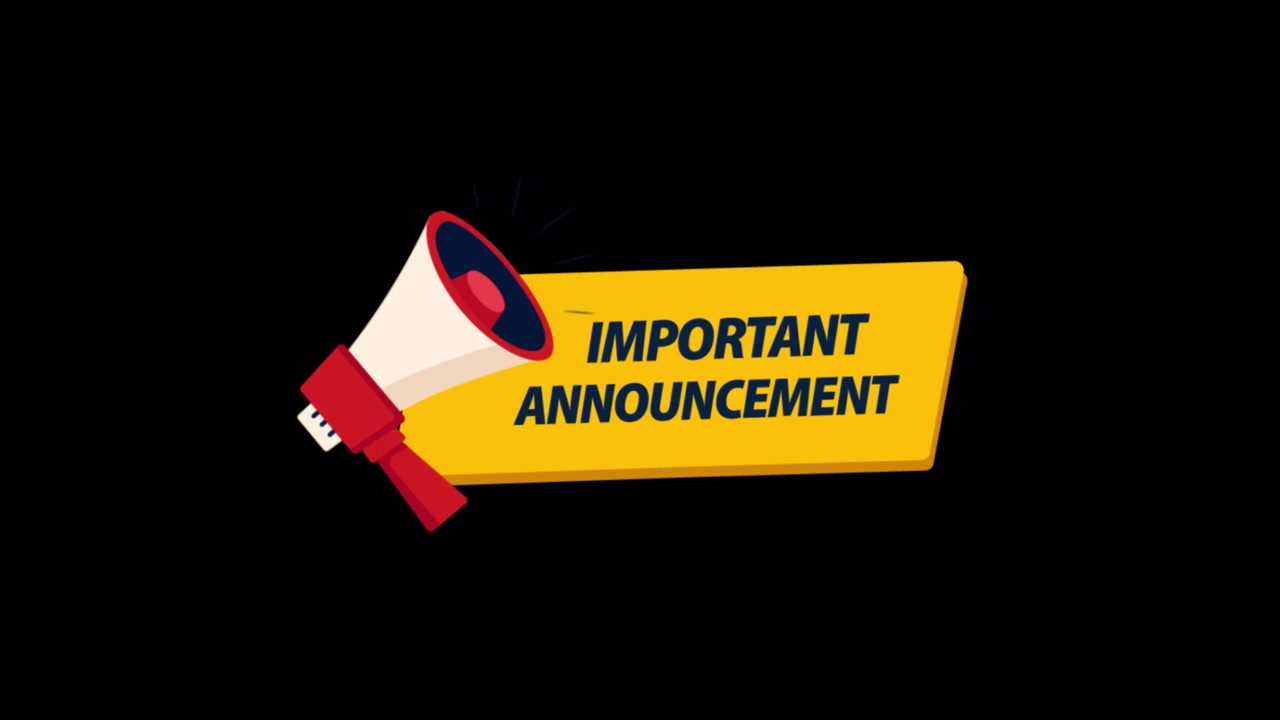 Animated Megaphone With Important Announcement Text Overlay
