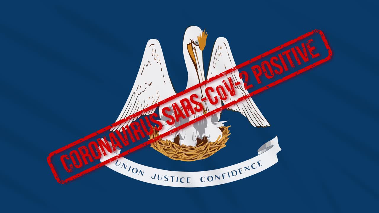 루이지애나 주 발은 코로나19에 대한 긍정적 인 반응으로 인쇄되었습니다.