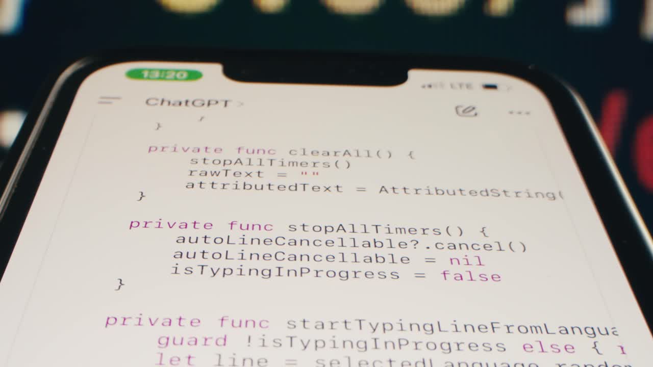 Finger Scrolling Through Code on a Smartphone Screen