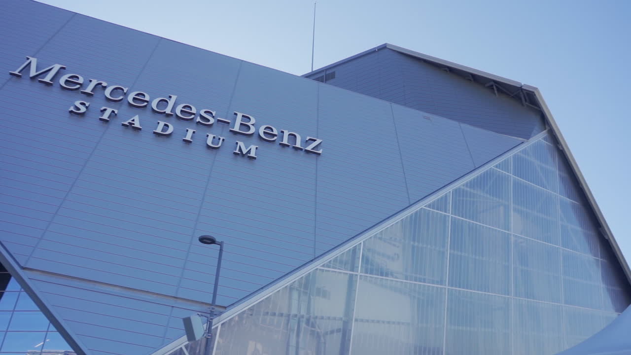 Exterior view of Mercedes-Benz Stadium