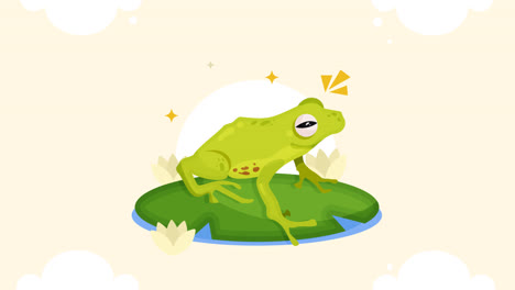 An-animation-of-a-Organic-flat-adorable-frog-illustration