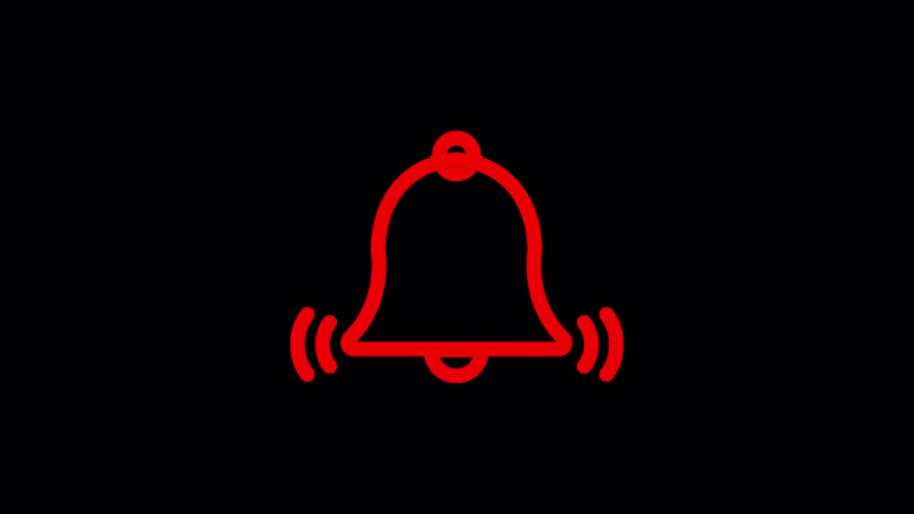 Animated Red Ringing Bell Notification Icon on Black Background