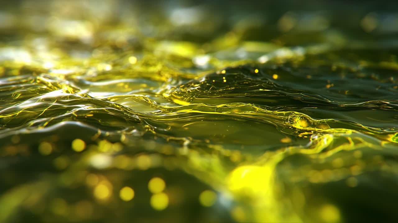Mesmerizing Waves of Light: A Beautiful Close-up View of Shimmering Water Surface Combined with Golden Hues and Sparkling Highlights Under Natural Illumination