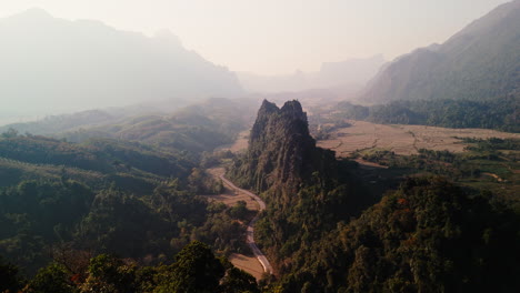 mountainous valley landscape with road