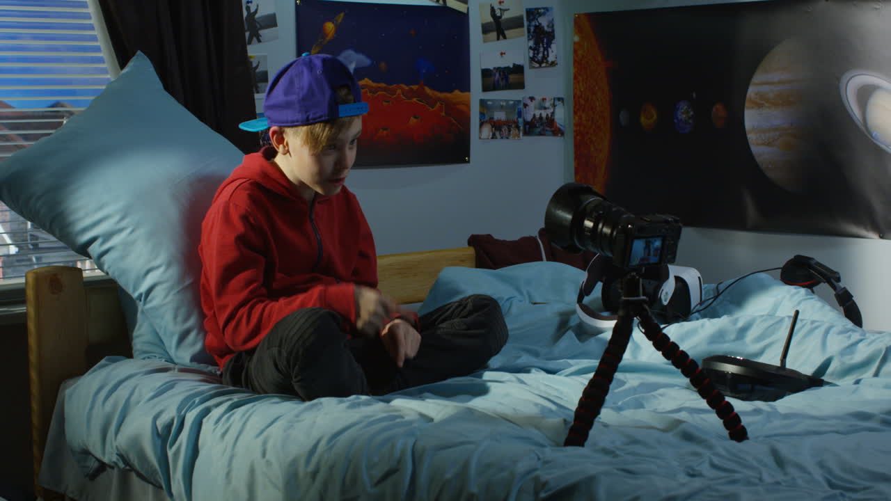 Teenage Boy Vlogging in his Bedroom