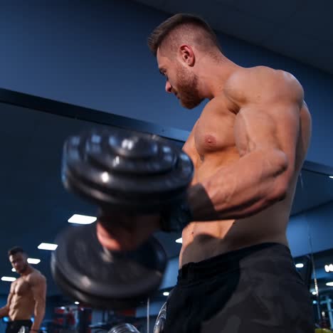 fitness model with dumbbell
