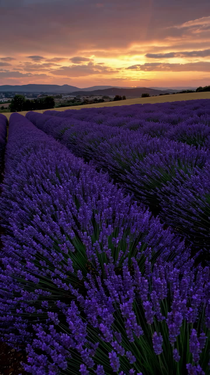 Vibrant Lavender Field at Sunset