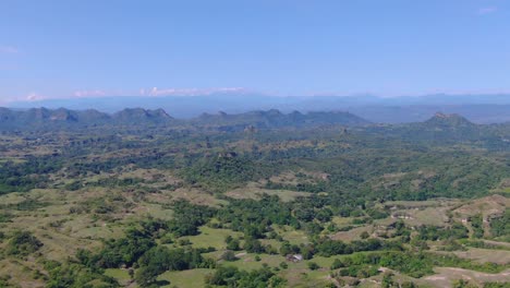 drone aerial view of the scenic landscape and mountains of colombia - honda region on beautiful sunny day, revealing drone shot