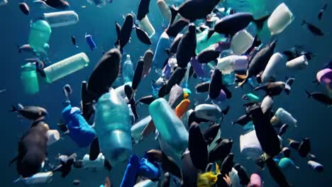 ocean pollution with plastic debris and fish