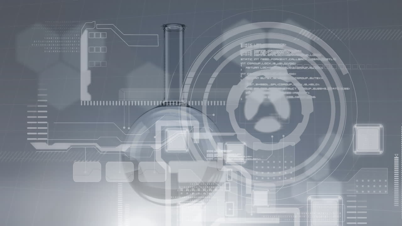 la animación digital muestra datos médicos y estructuras químicas en un concepto científico global.