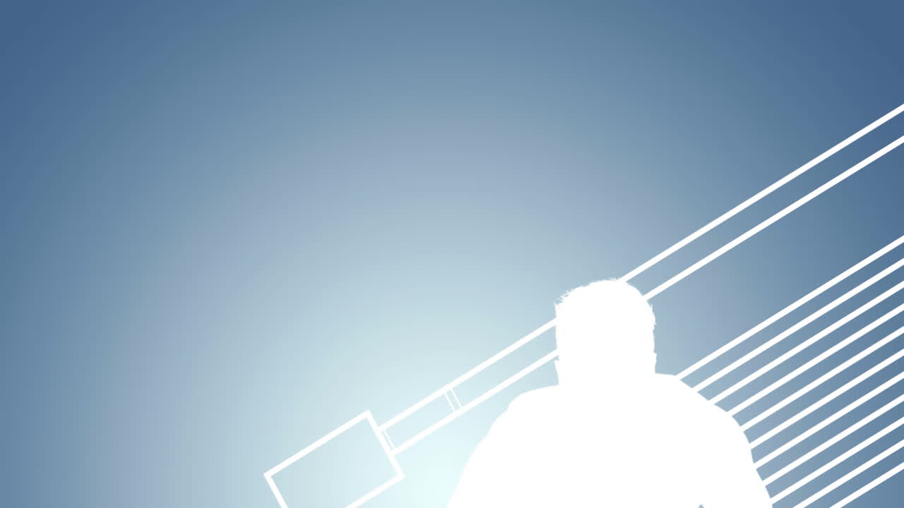 男性アスリートのシルエットがジャンプから着陸するアニメーション