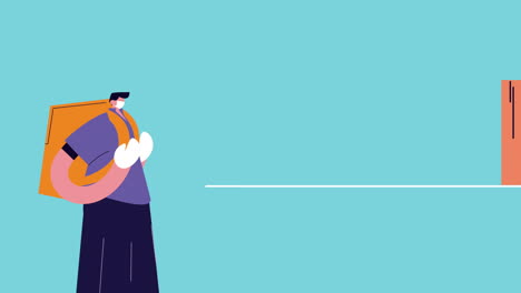 trabajador de servicio de entrega con animación de caja