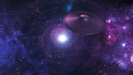 nave espacial alienígena en una nebulosa