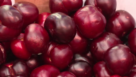 close-up view of fresh red cherries