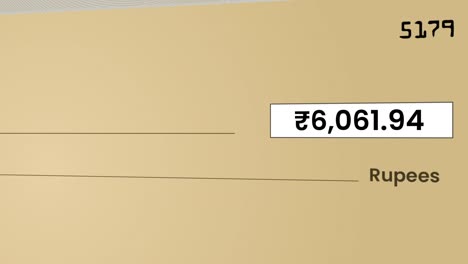 rupee increasing counter number in bank check (cheque) for payment.