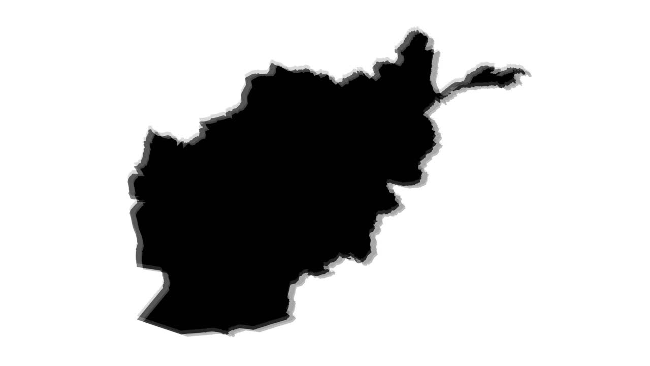 아프가니스탄 지도가 지진 중에 흔들리는 애니메이션 비디오 4k