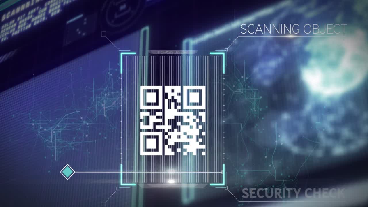 Animation of qr code and data processing on interface