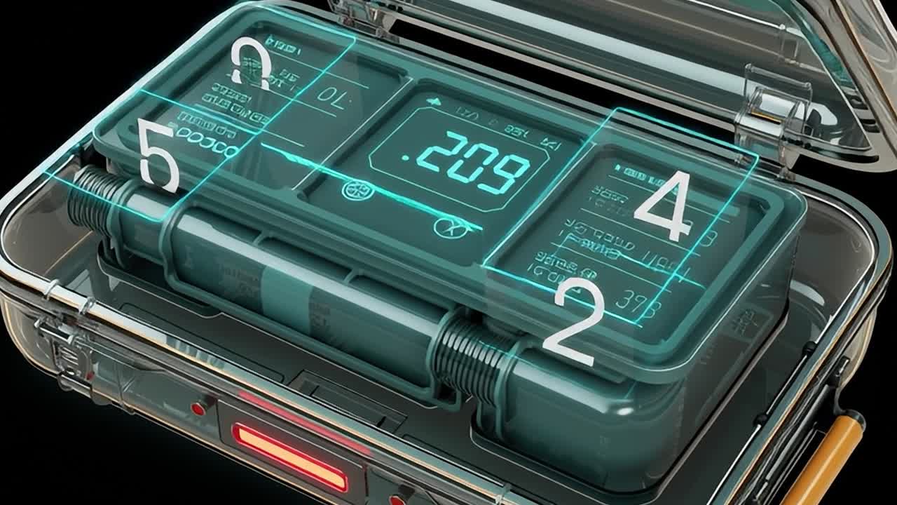 Futuristic portable device with digital display and protective casing
