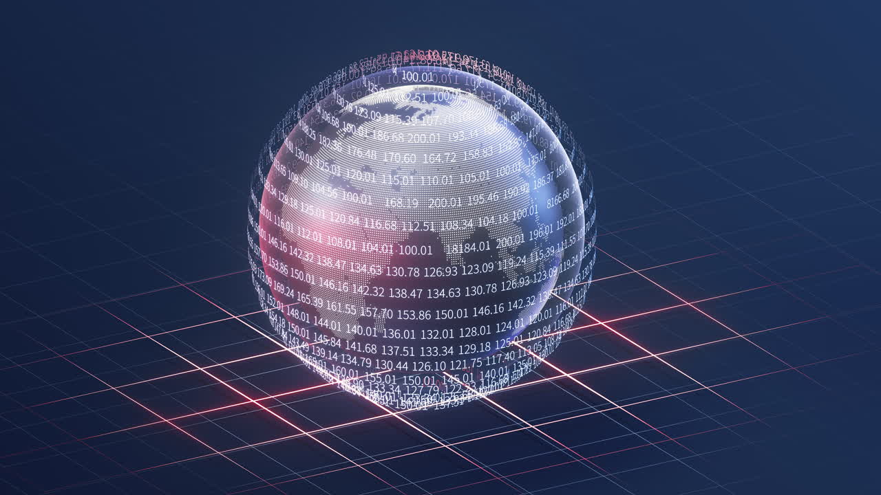 Rotation of the earth with digital sphere, 3d rendering.