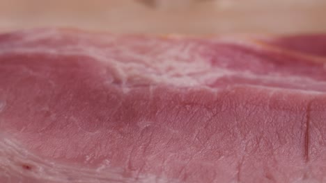 close-up of raw bacon slices