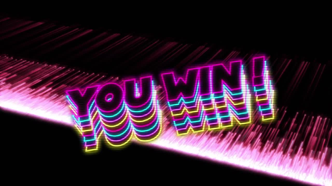 핑크색 움직이는 선 위에 텍스트를 이기는 애니메이션