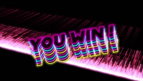 Animation-of-you-win-text-over-pink-moving-lines