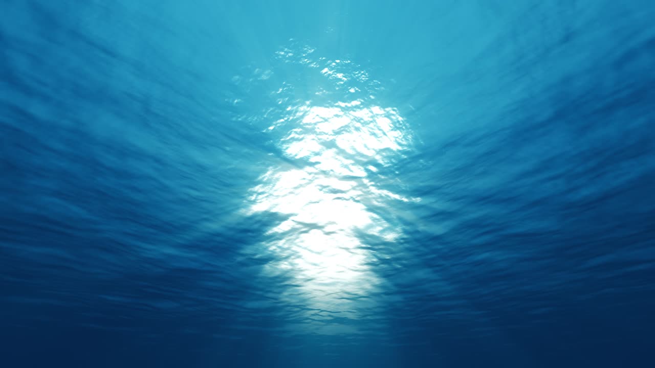물속의 빛, 바다 표면을 통해 빛나는 빛 광선