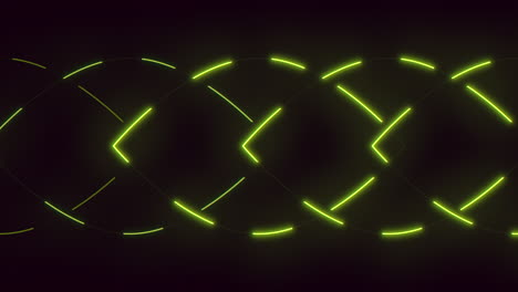 Lines pattern with motion yellow neon light in rows on black gradient
