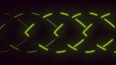 lines pattern with motion yellow neon light in rows on black gradient