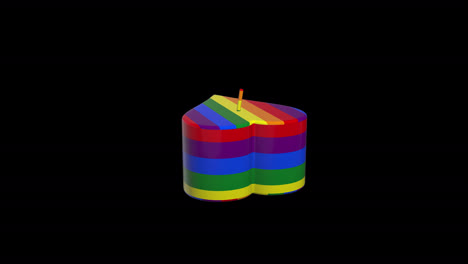 LGBT-rotating-3D-multicolored-heart-shaped-candle-and-alpha-channel-transparent-background