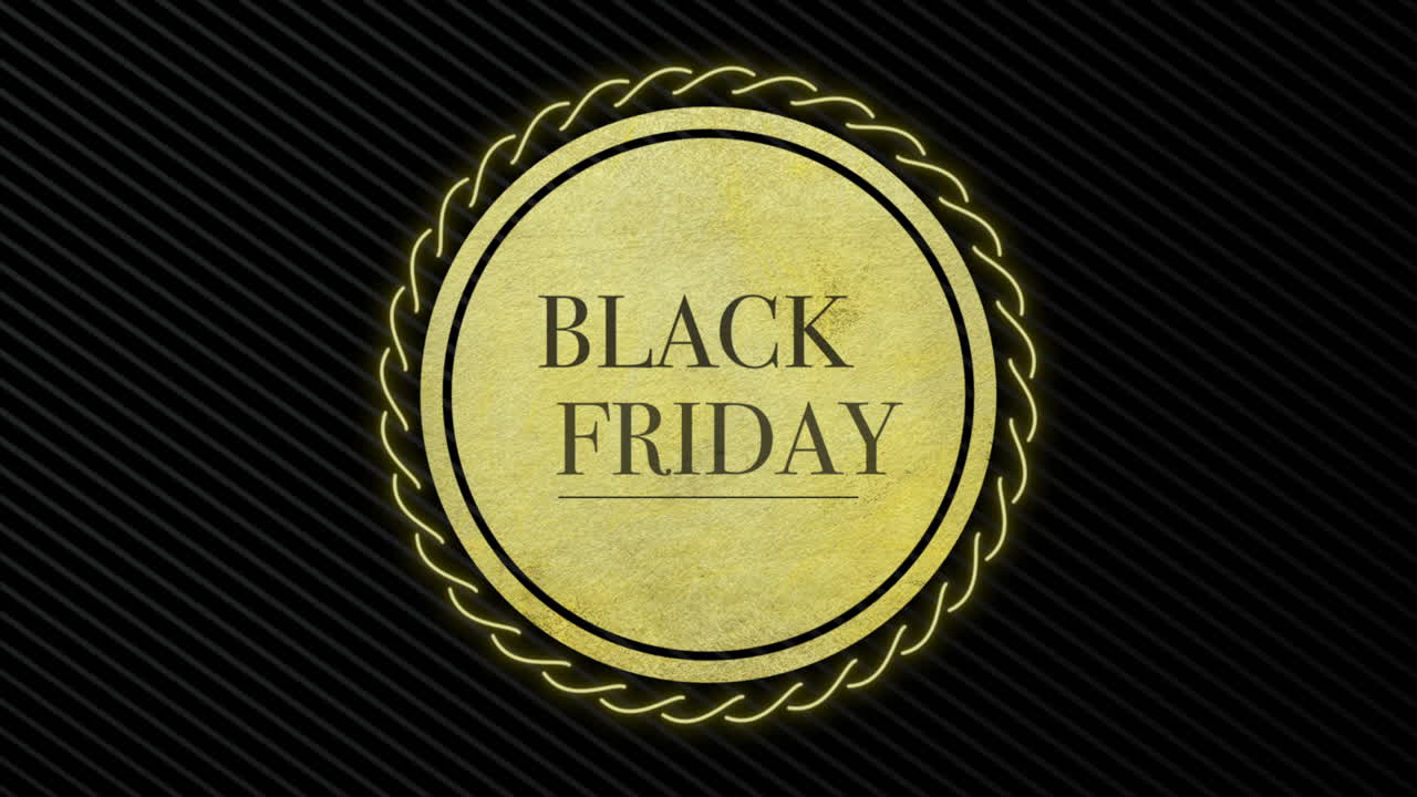 viernes negro con círculo dorado y olas en degradado moderno negro