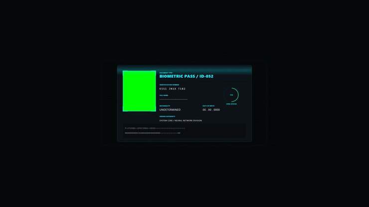 Futuristic Digital Biometric Pass Interface with Scrolling Data