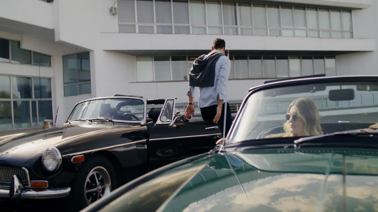 Friends Gathering at Vintage Car