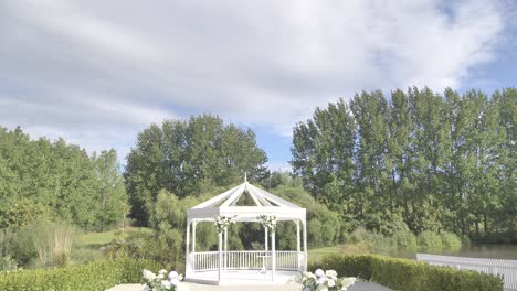 outdoor shot of a garden wedding venue at a vineyard