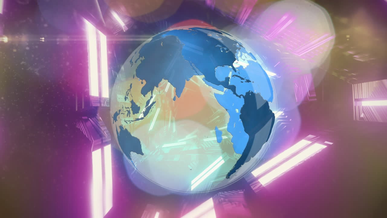 globo giratorio sobre túnel brillante contra las manchas de luz