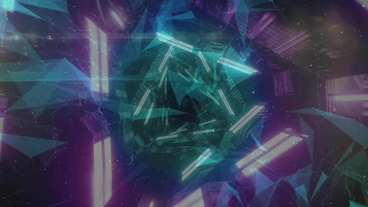 animación de un túnel hecho de luces de neón que giran sobre un fondo negro