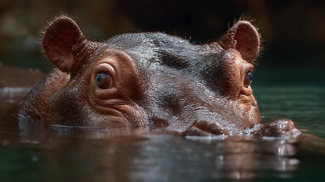 A Captivating Close-Up of a Hippopotamus in Water, Showcasing Its Unique Features and Expression, Highlighting the Beauty of Wildlife in Natural Habitat