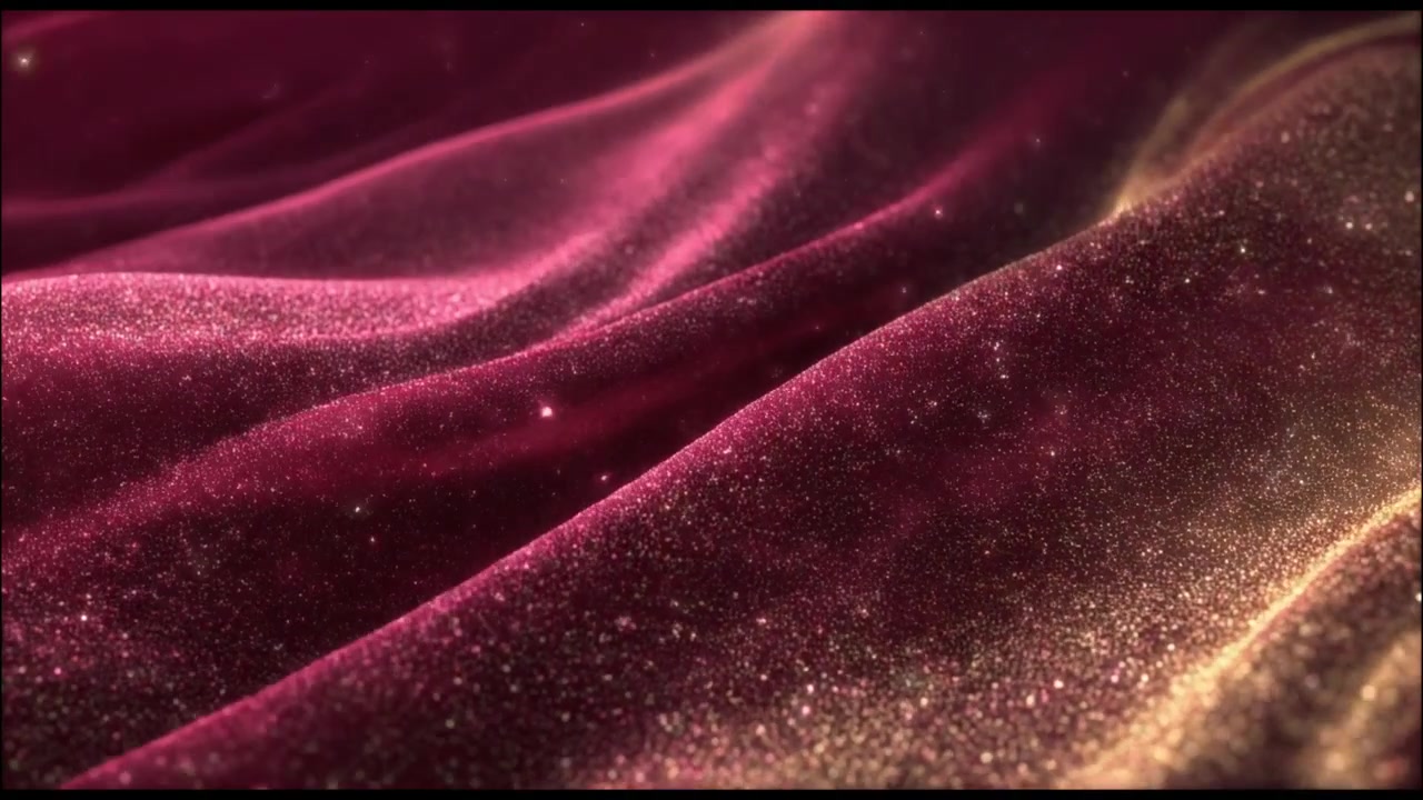 Abstract Background of Flowing Red and Gold Glittering Fabric