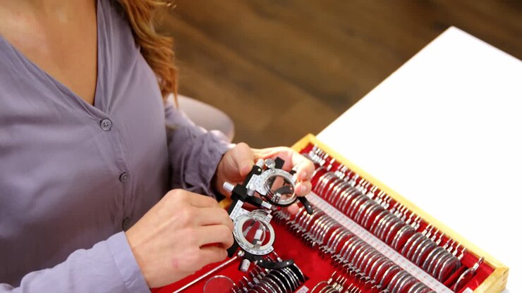 Woman preparing messbrille