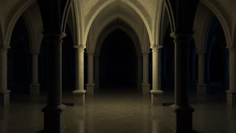 scary church corridor at night. seamless loop
