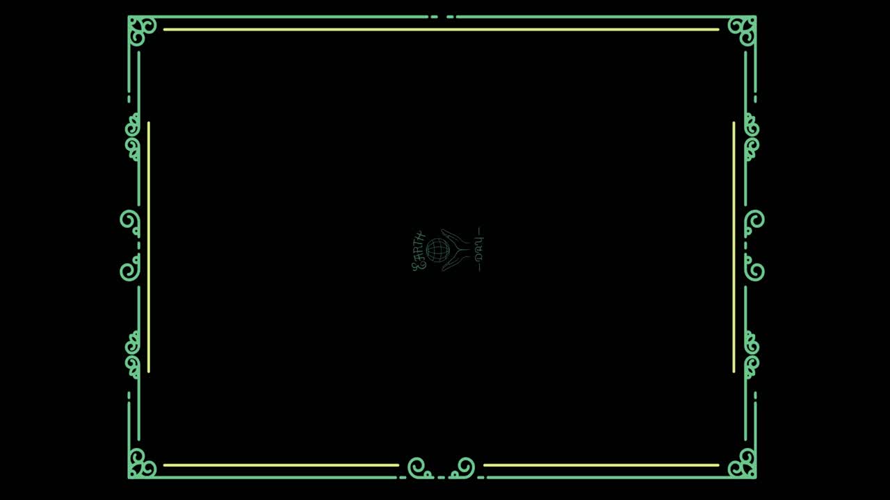 지구의 날 텍스트의 애니메이션 전 세계와 프레임