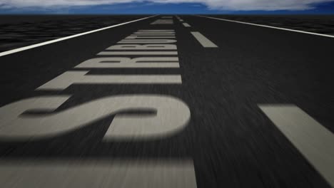 texto de transporte de vuelo de velocidad en el bucle de la carretera