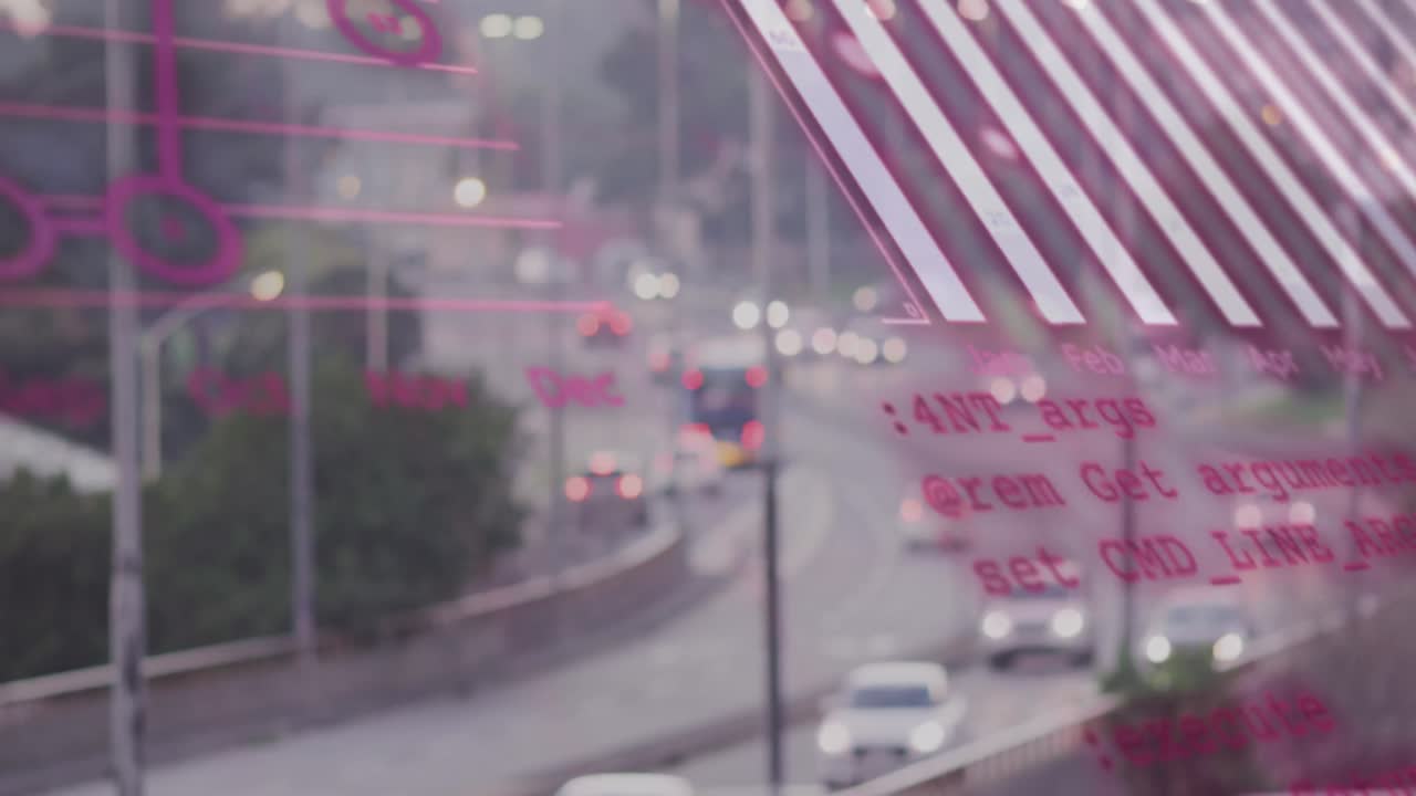 도시 교통의 공중 전망에 대한 통계 데이터 처리의 애니메이션