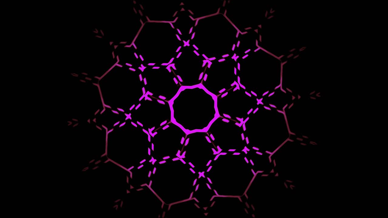 patrón de mandala geométrico púrpura en fondo negro